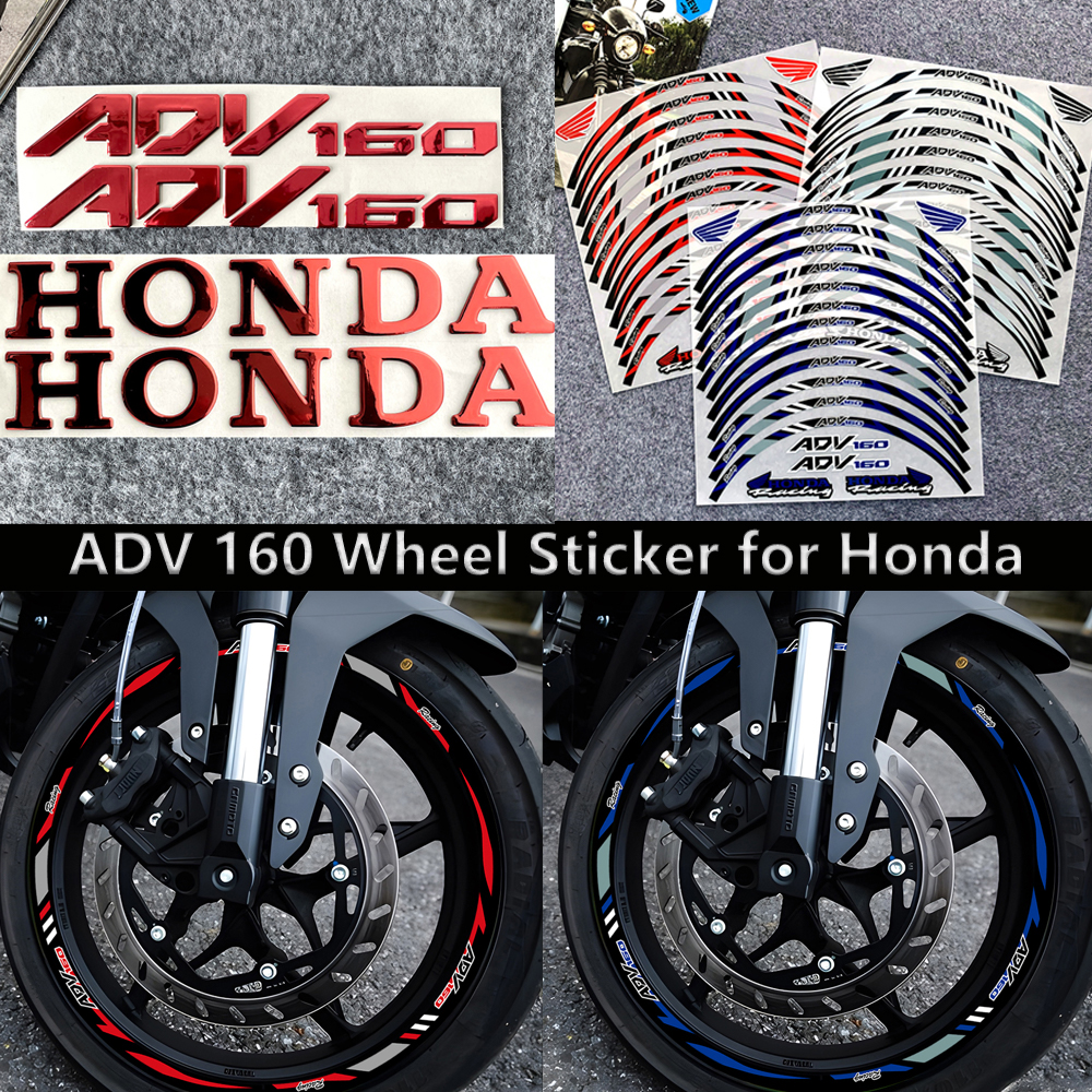 ADV 160 Reflective Motorcycle Wheel Sticker Rim Hub DecalsFor HONDA ADV ...