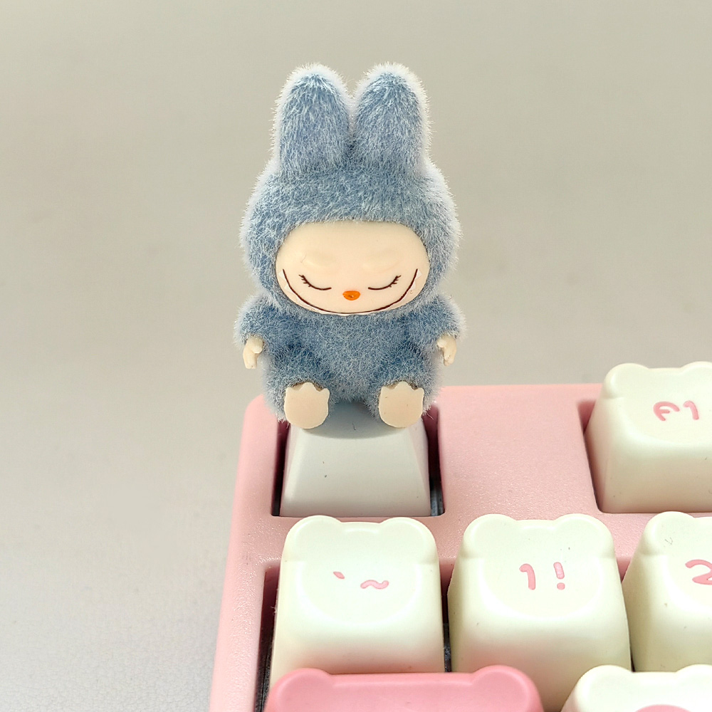 Labubu KEYCAPS Flocking Doll Button Mechanical Keyboard Dedicated ...