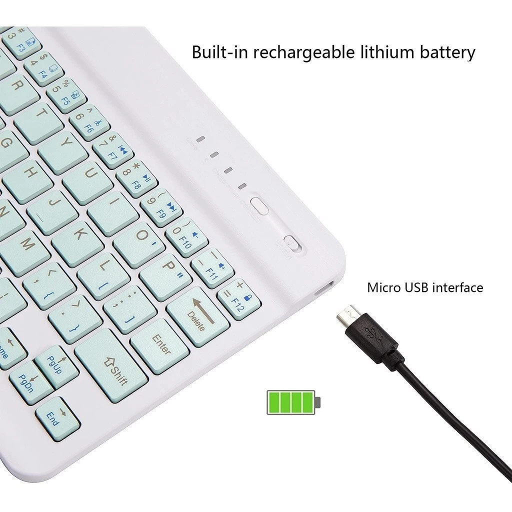 mini 10 Inch bluetooth Wireless Rechargeable Ultrathin Keyboard For ...