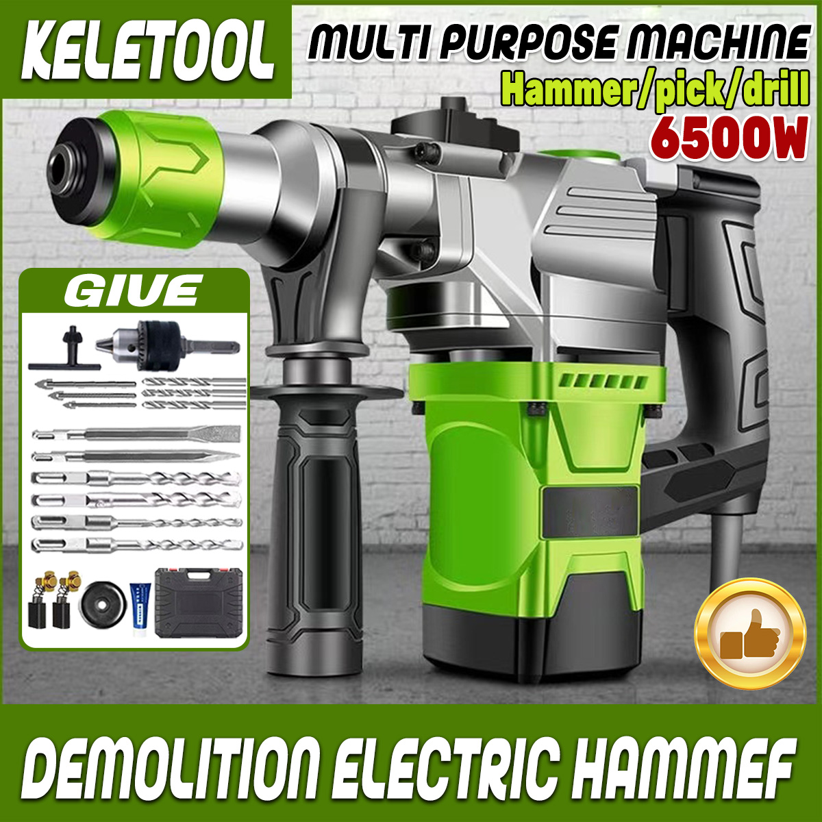 6500W Electric Hammer Electric Pick Dual-purpose High-power Impact ...
