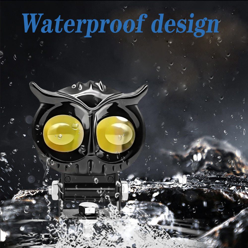Dual Color Motorcycle Headlight with Owl Design, 4 Modes Auxiliary ...