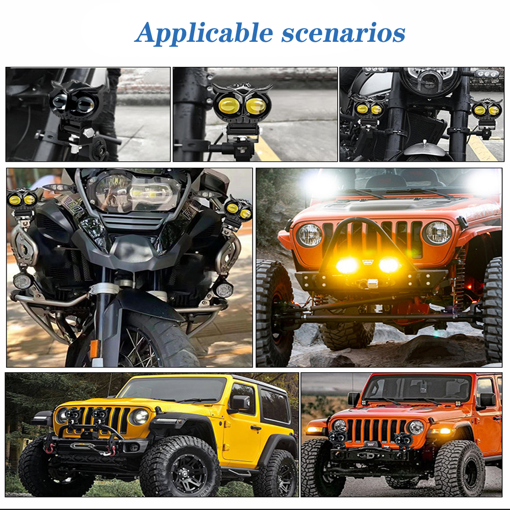 Dual Color Motorcycle Headlight with Owl Design, 4 Modes Auxiliary ...