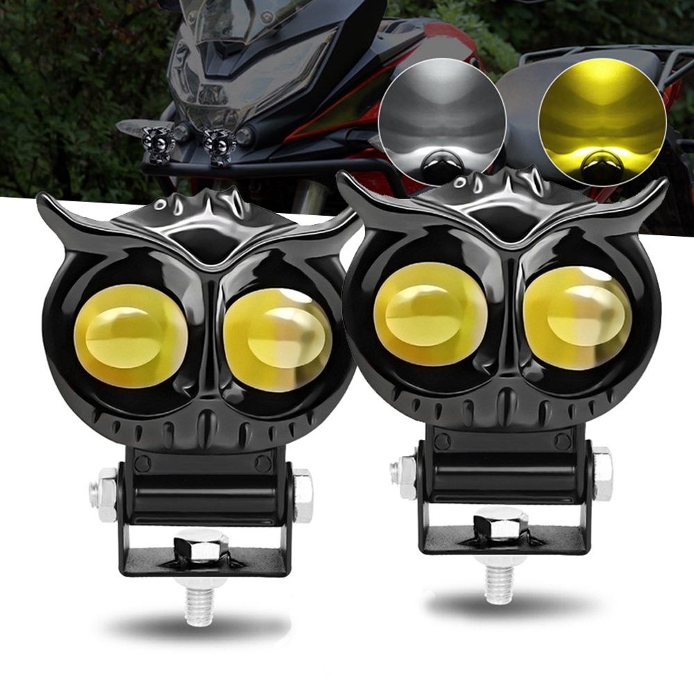 Dual Color Motorcycle Headlight with Owl Design, 4 Modes Auxiliary ...