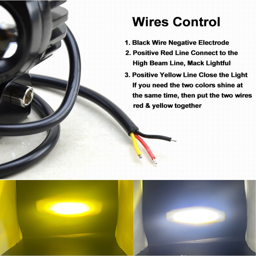 Dual Color Motorcycle Headlight with Owl Design, 4 Modes Auxiliary ...