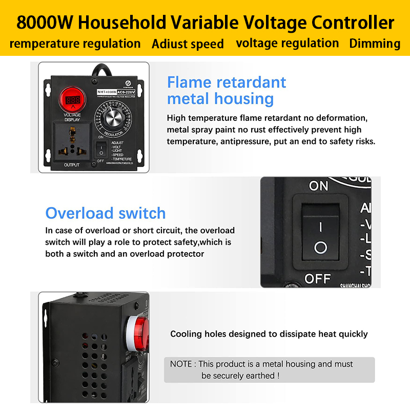 220V 4000W Motor Speed Controller Variable Speed Regulator LED Display ...