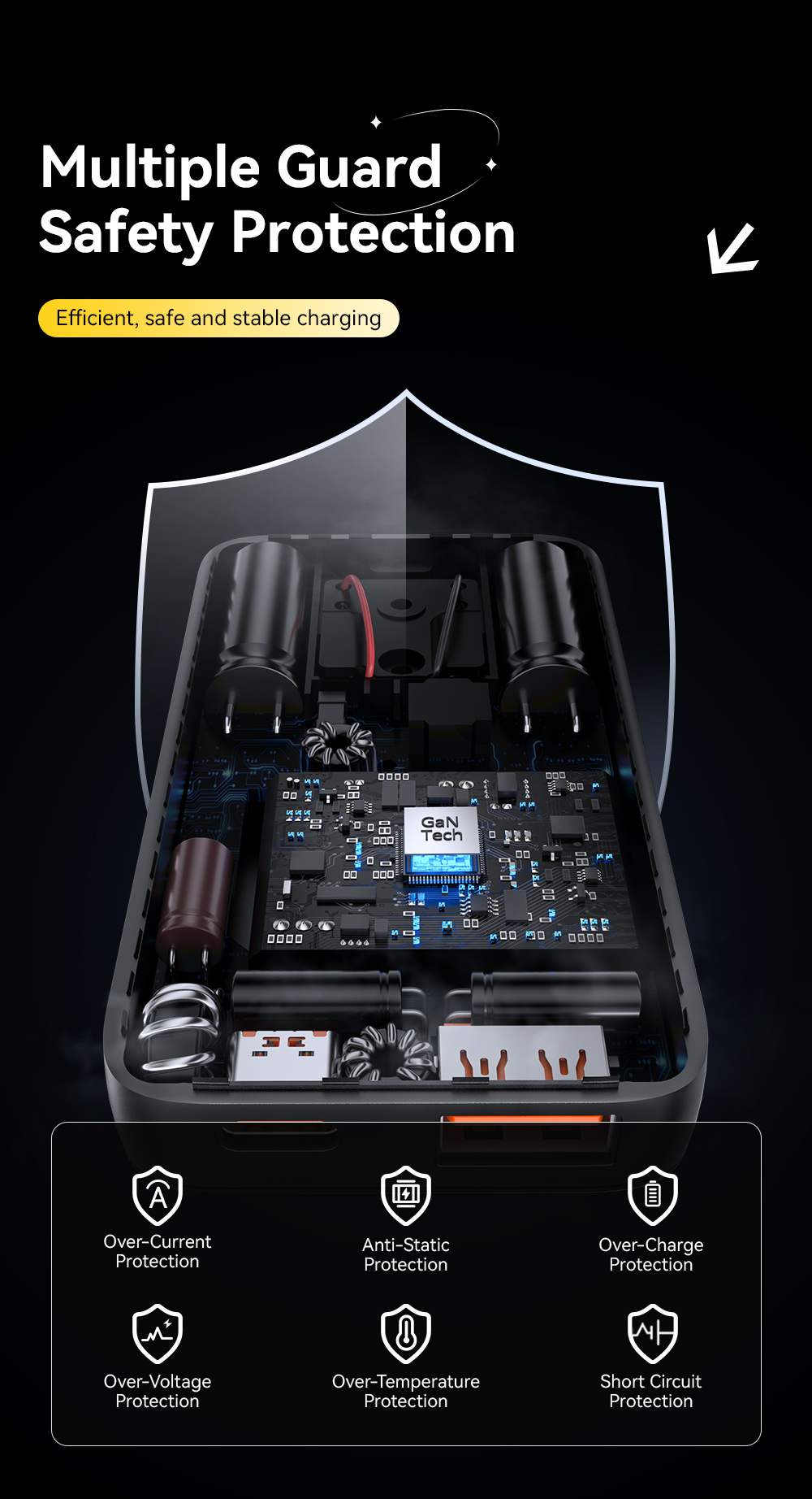 ESSAGER 65W GaN Ultra-thin card-type fast charging charger USB+Type-C ...