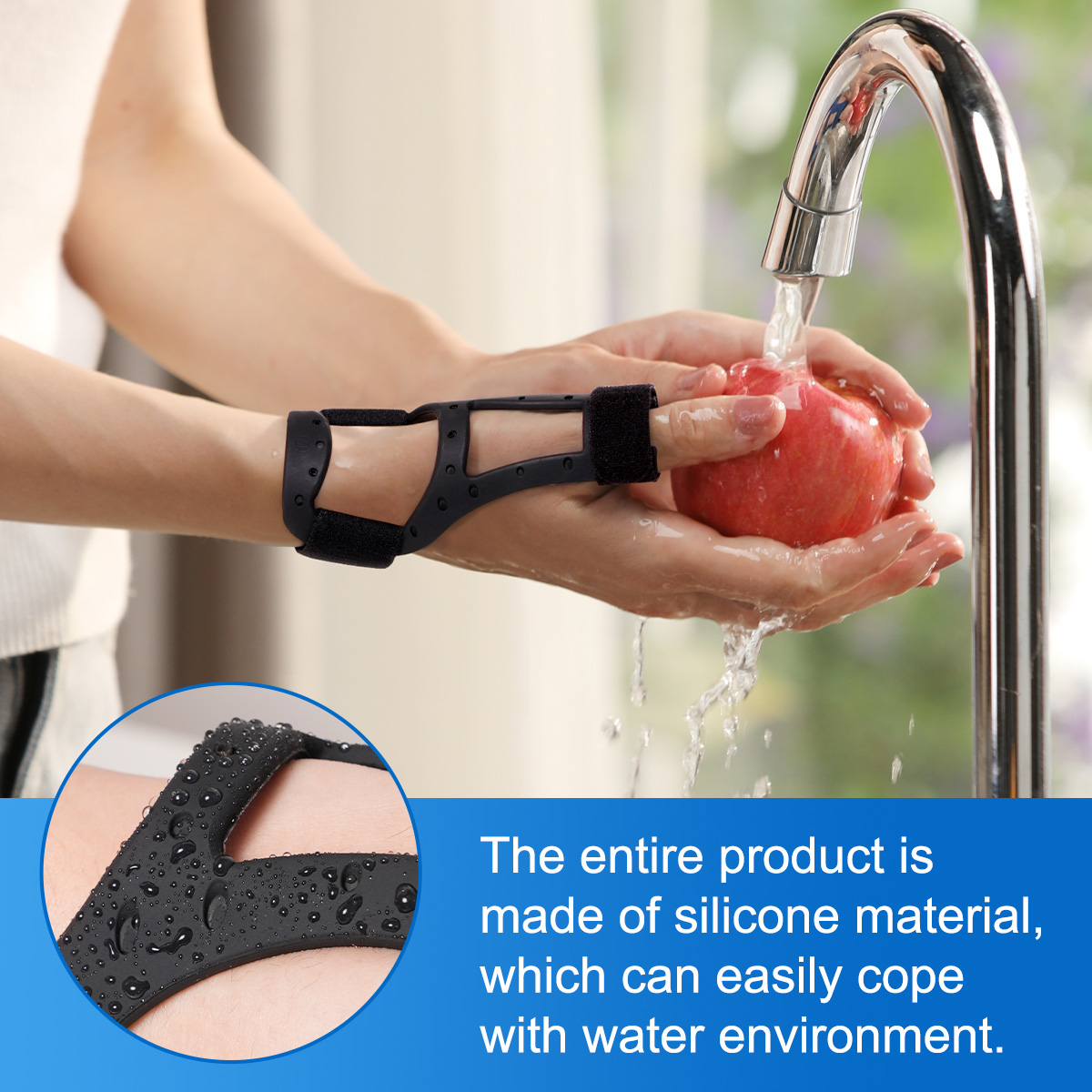 VELPEAU Silicone Thumb Support Brace -Waterproof Semi-rigid Stabilizer ...
