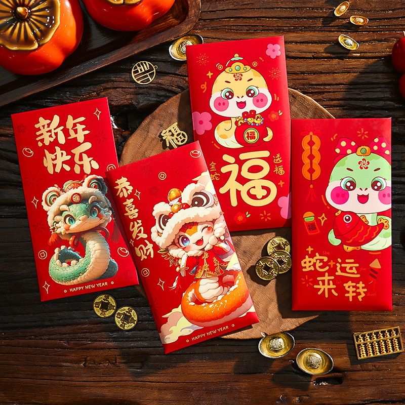 6 pcs 3D 2025 CNY Red Packets Red Envelope Chinese New Year Angbao Year ...