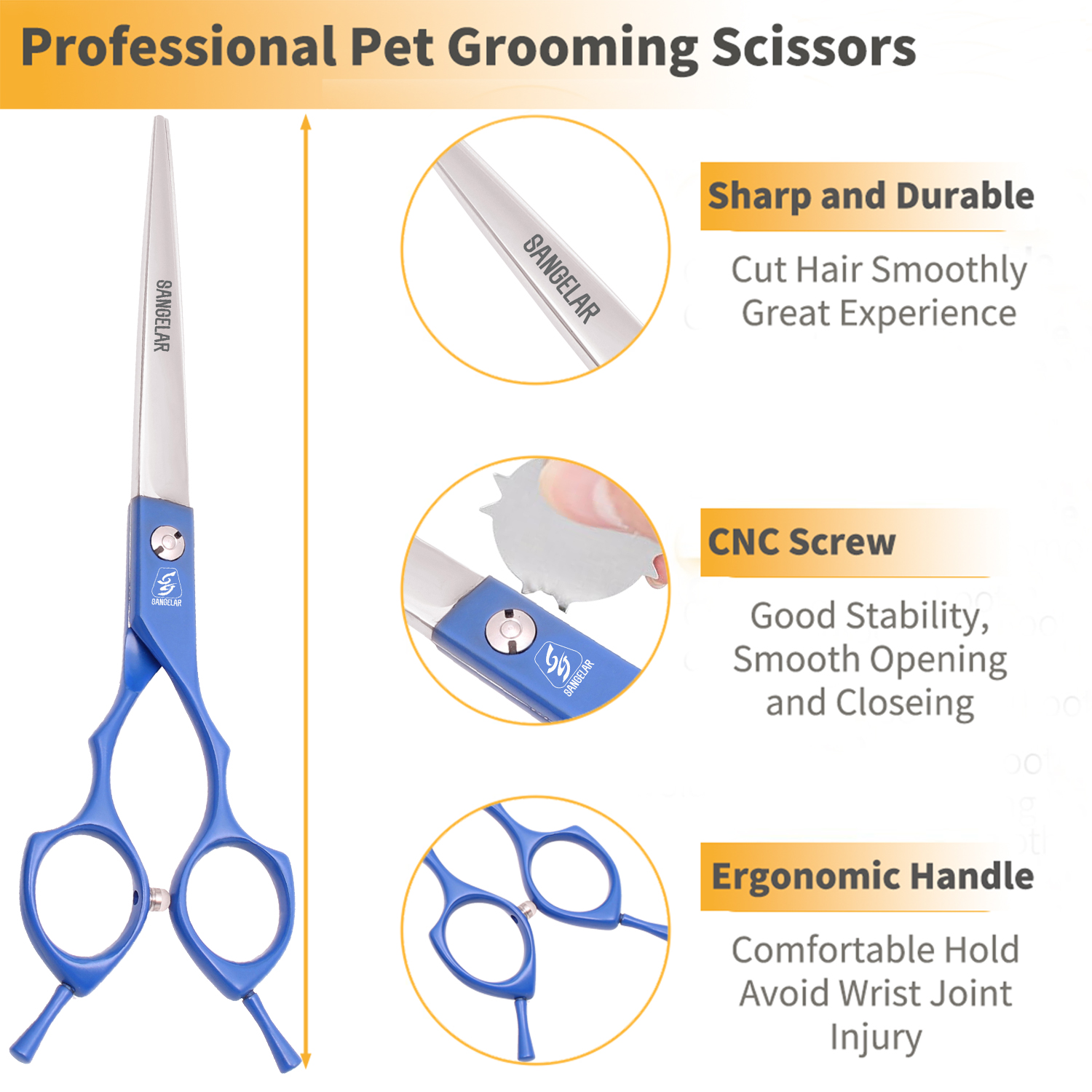 Photo inspiration: Sangelar 6 5 Inch Pet Grooming Straight Scissors Essential Tool Photo Inspiration