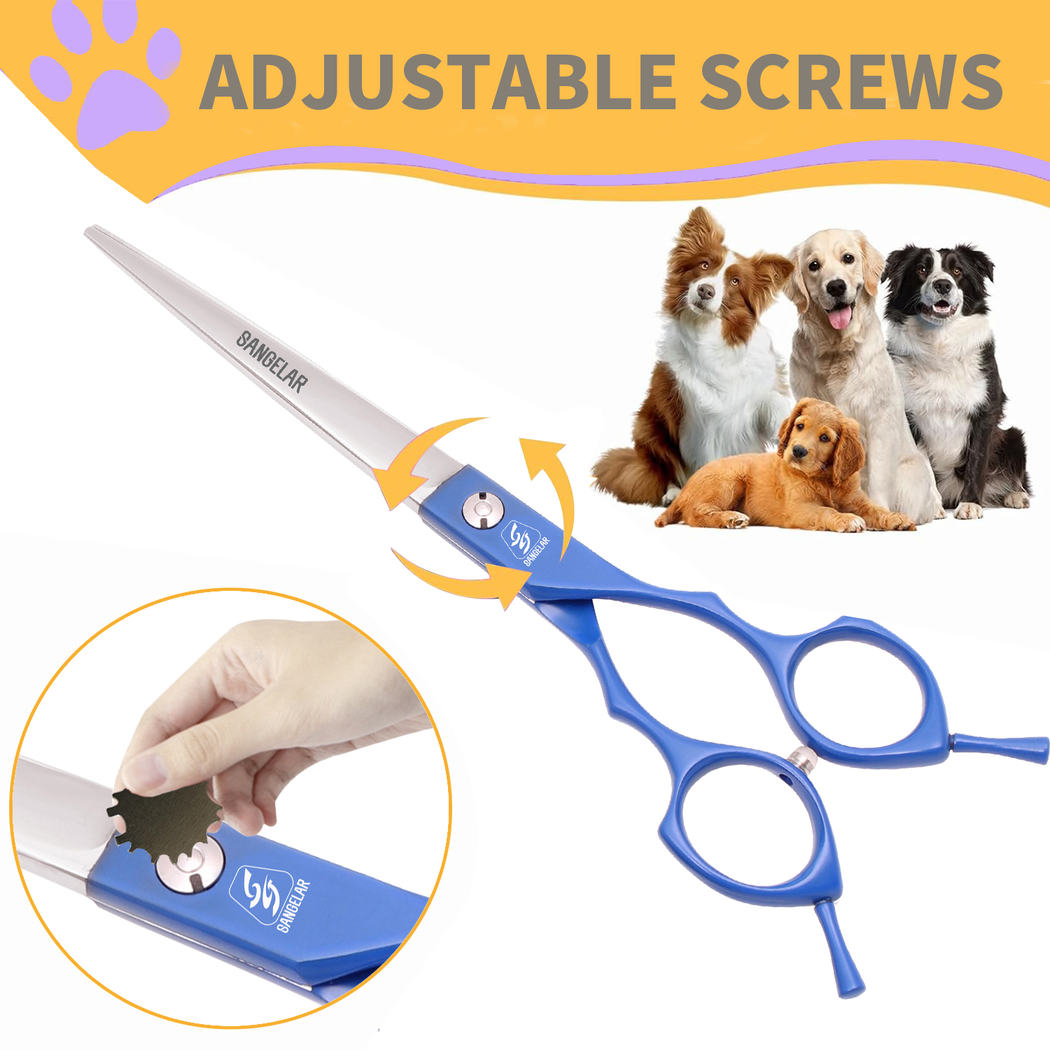 Sangelar 6.5 inch Pet Grooming Straight Scissors, Essential Tool for ...