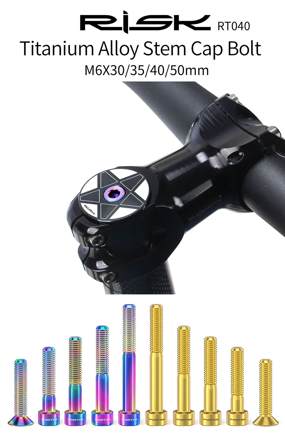 VeloFuze Titanium Bicycle Headset Cap Bolt - Purple M6 X 35mm Lightweight Premium Screw