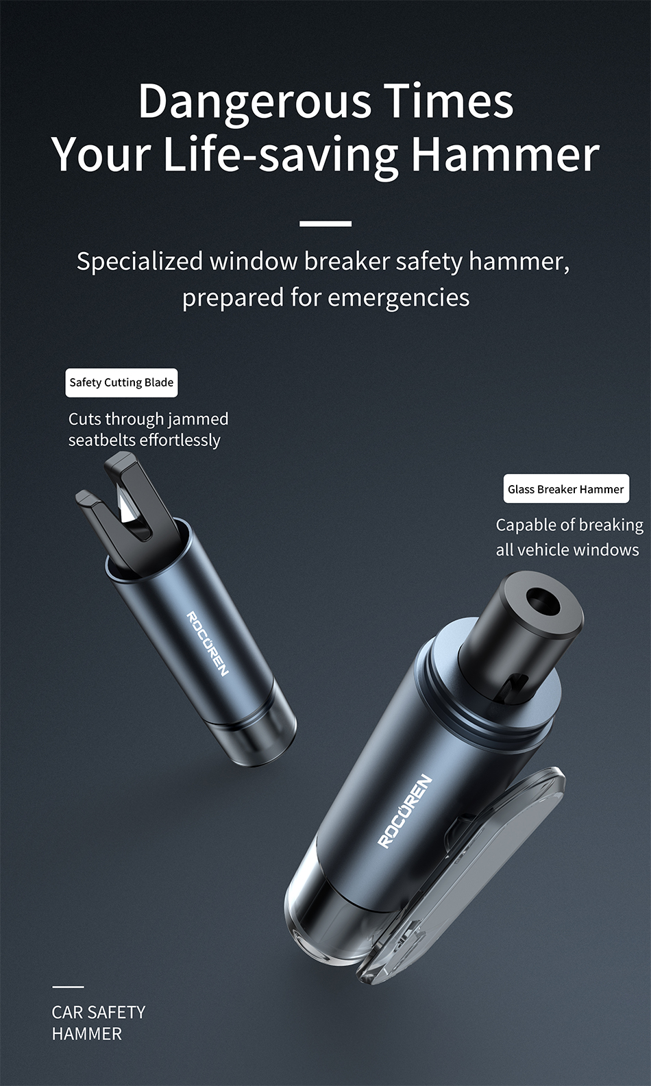 Rocoren Sharp Safety Hammer 1S Broken Windows Quick And Safe Self ...
