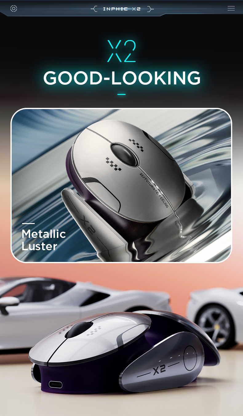 Inphic X2 SCI-FI Wireless Mouse Rechargeable 2400dpi 2.4GHz/Bluetooth ...