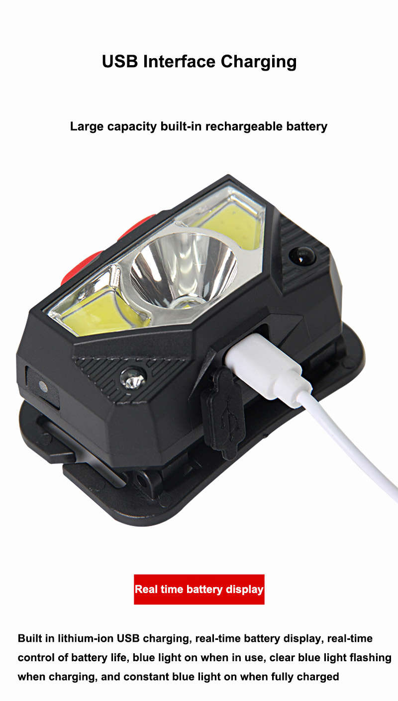USB Charging LED Headlamp Safety Helmet Headlight Night Sensor Head ...