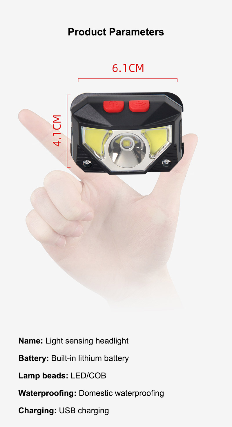 USB Charging LED Headlamp Safety Helmet Headlight Night Sensor Head ...