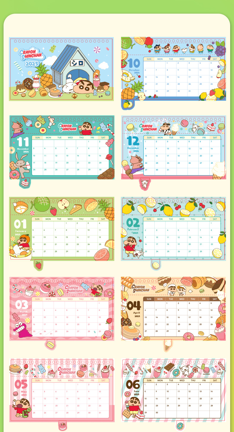 【ready stock】2025年 台历 蜡笔小新 学堂系列 可爱 台历 卡通 桌面摆件 立式 日历 2025 Desk Calendar ...