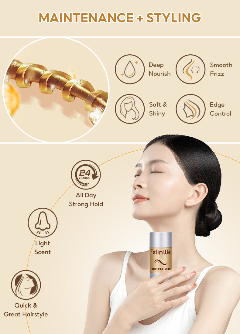 FelinWel Hair Wax Stick, Nongreasy Styling Wax for Fly Away & Edge