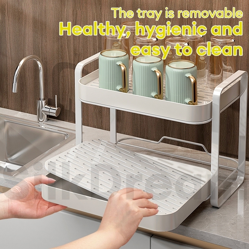 Cup Holder Storage Cup Rack 2 Layer Cup Rack Organizer Stainless Mug ...