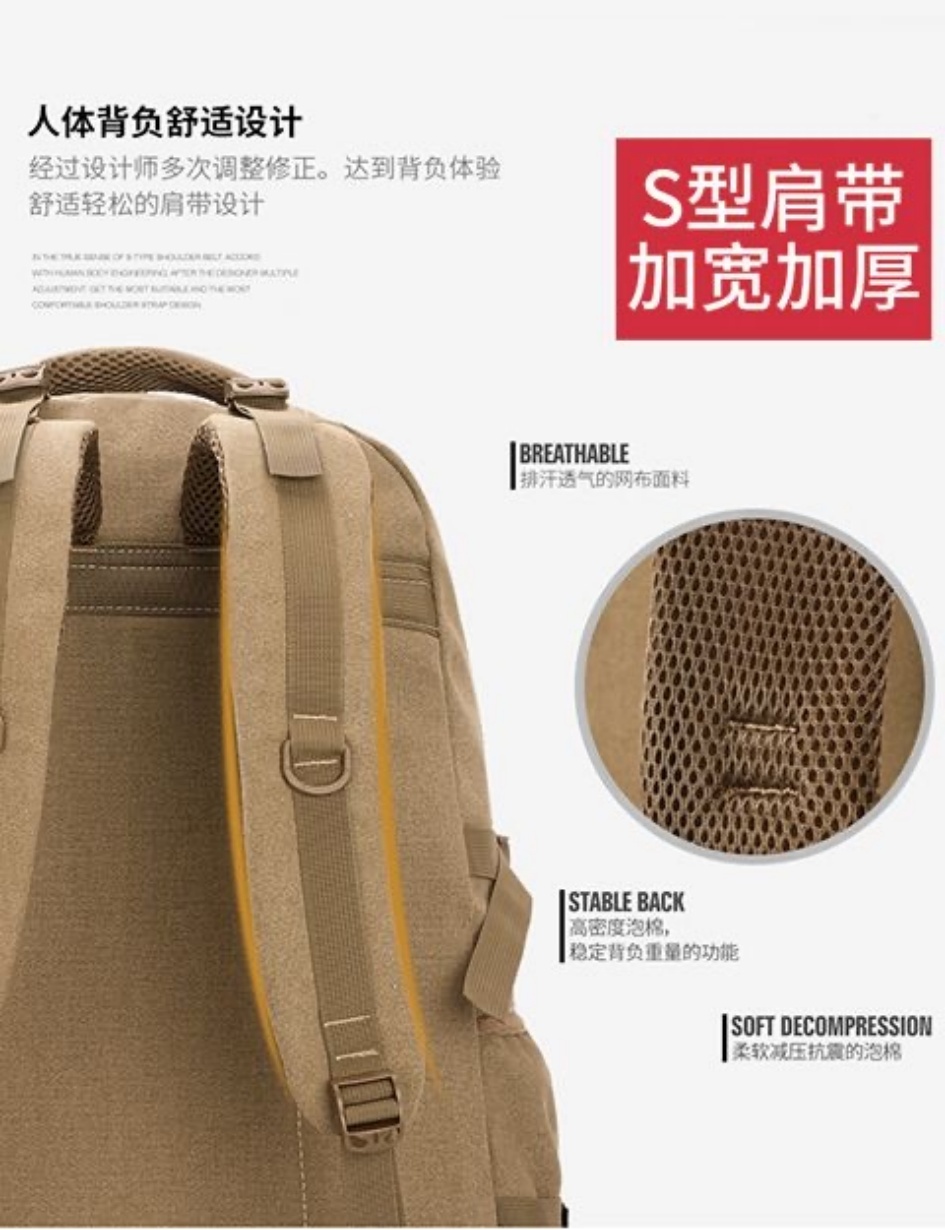 50L Thickened Canvas Backpack Men's Outdoor heavy duty Bagpack travel ...