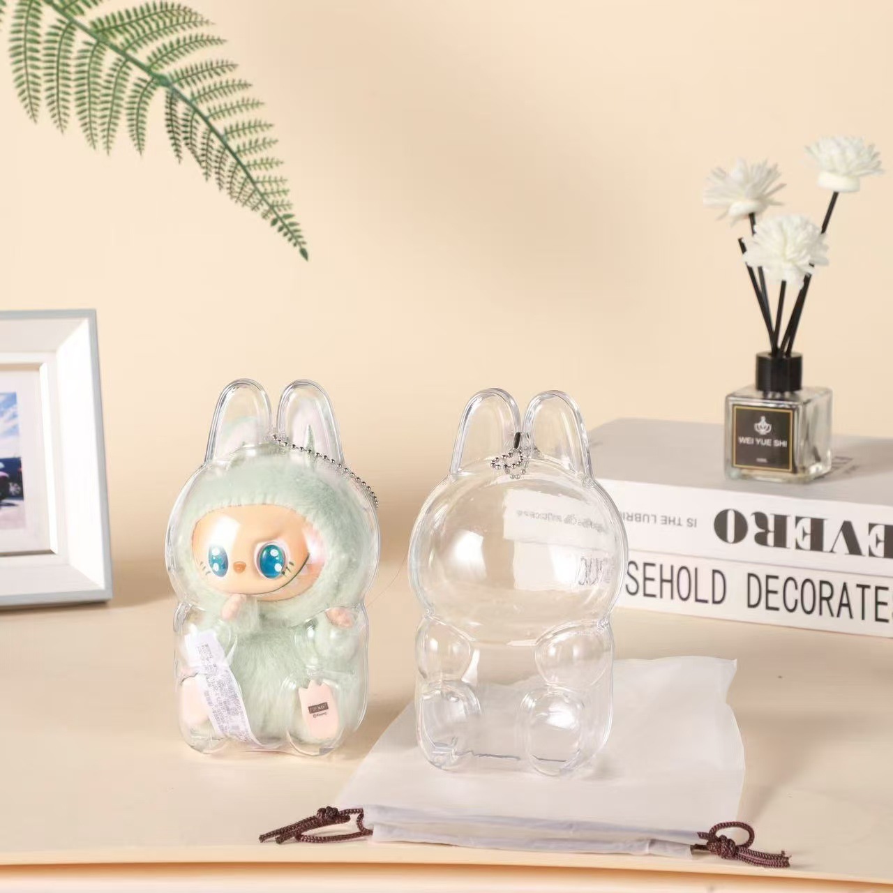 Labubu V1/V2 Transparent Protective Cases Labubu Storage Shell Backpack ...