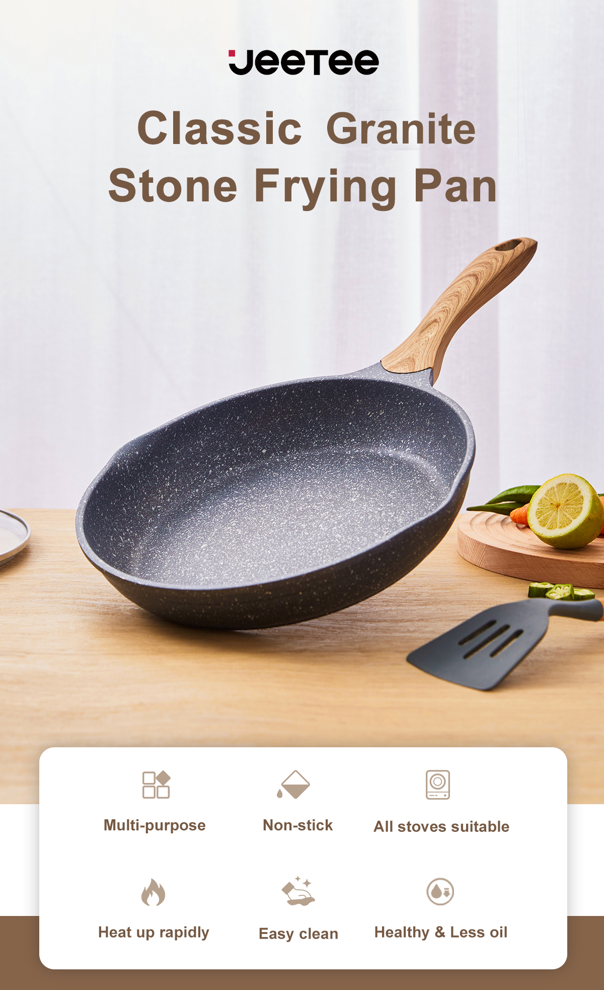 JEETEE Non Stick Pan Cooking Egg Frying Pan Flat Pan Kawali Wok Pan Suitable For Induction Cooker Gas Stove 20 24 28 32cm I.599507122