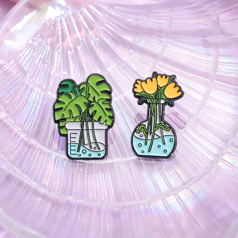 Cartoon Potted Plant Brooch Pin Enamel Pins Cactus Aloe Creative Cute ...