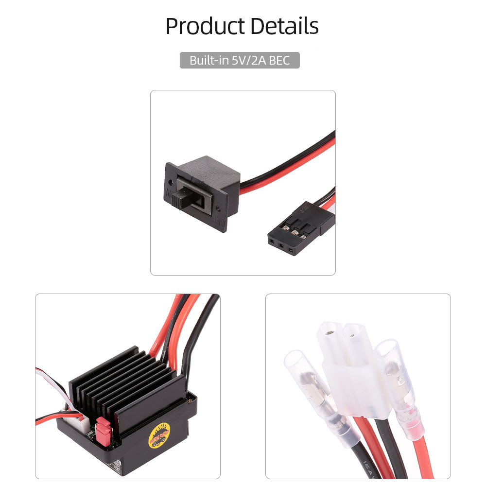 NEEBRC 320A Waterproof ESC Brushed Motor Speed Controller 5V/2A BEC ...