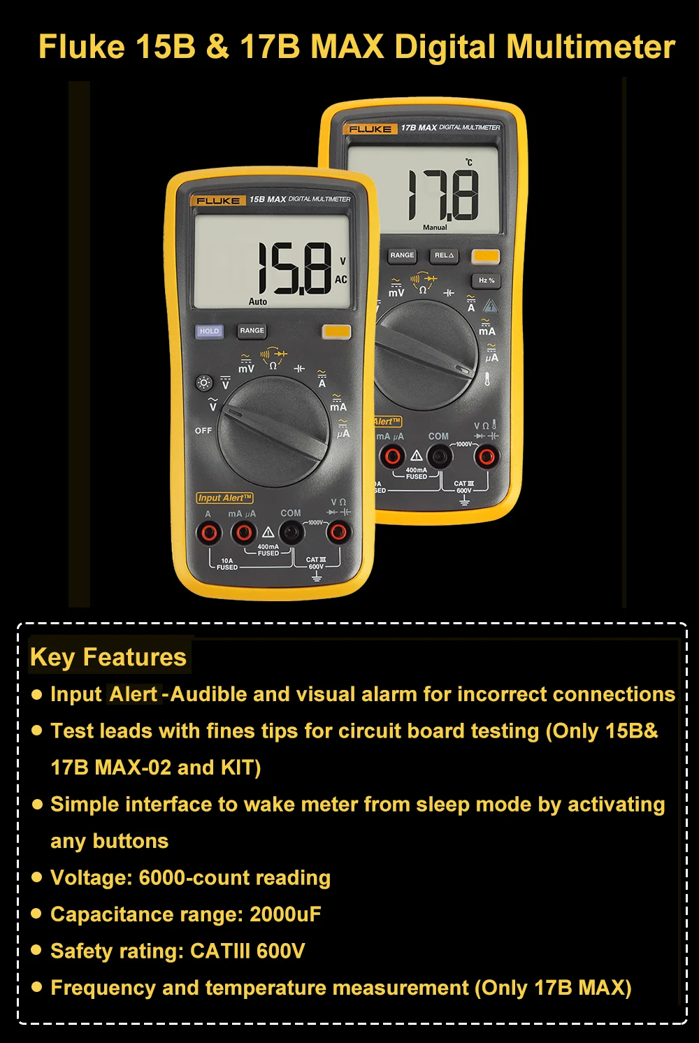 Newest Fluke B Max Fluke B Max Digital Multimeter Auto Range Multimeter With Temperature