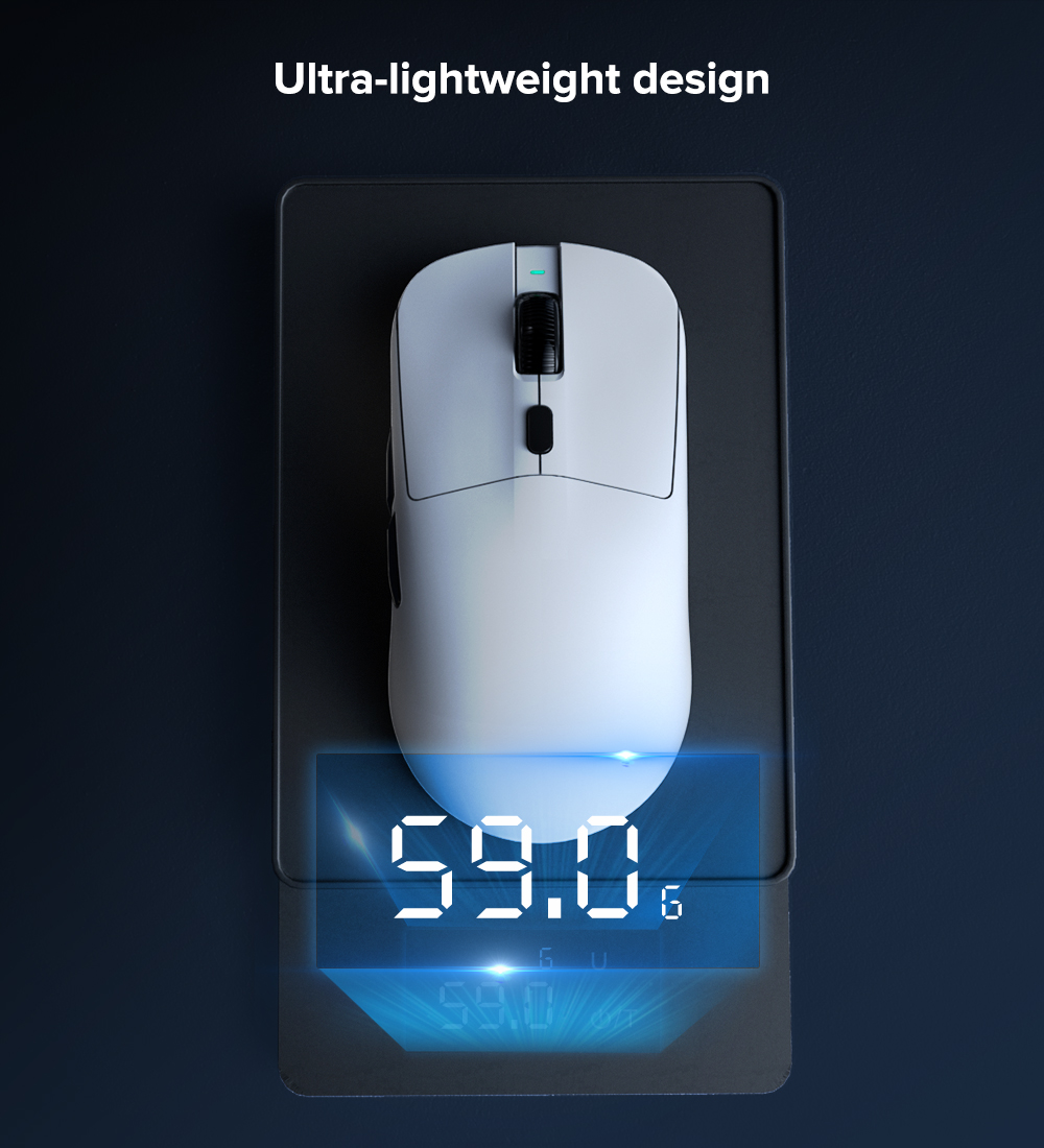 KYSONA Ultralight Wireless Gaming Mouse - 55g, 3395 Sensor, 26K DPI, 80H Battery