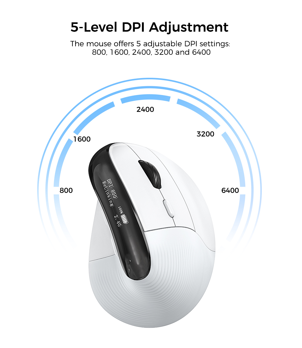 KYSONA EM11 Pro Ergonomic Wireless Mouse Vertical Design OLED Screen of ...