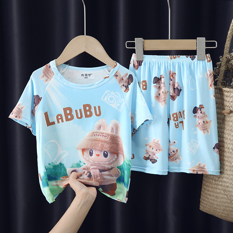 Pajama Set Girl Sleep Wear Cute Labubu Cartoon Printing Kids Pyjamas ...