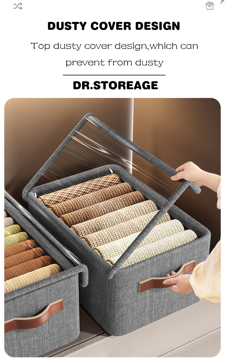 Cation Fabric Storage Box With Lid Foldable Clothes Organizer Wardrobe ...