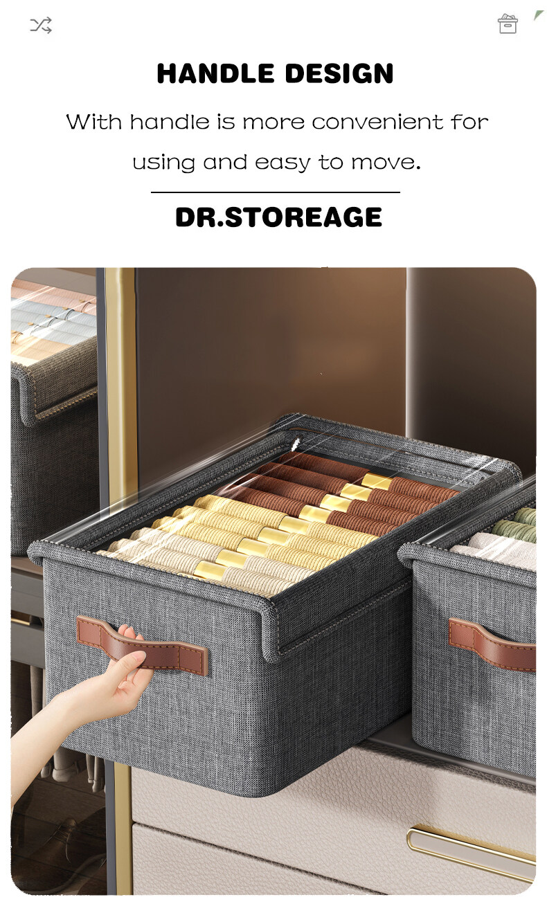 Cation Fabric Storage Box With Lid Foldable Clothes Organizer Wardrobe ...