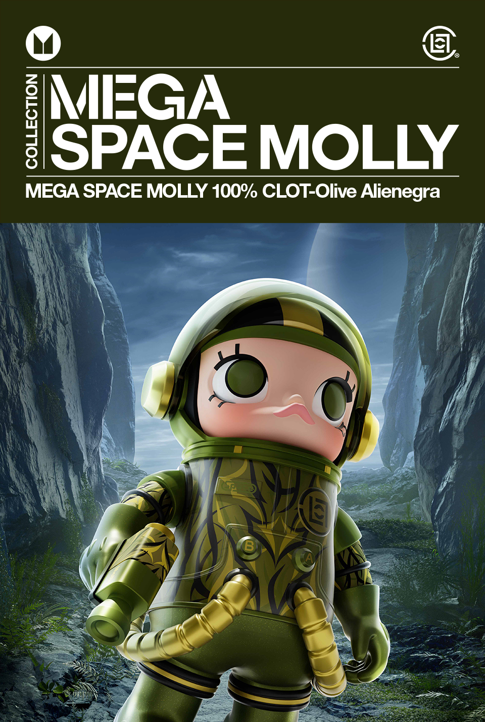 POP MART MEGA SPACE MOLLY 100% CLOT-Olive Alienegra | Shopee