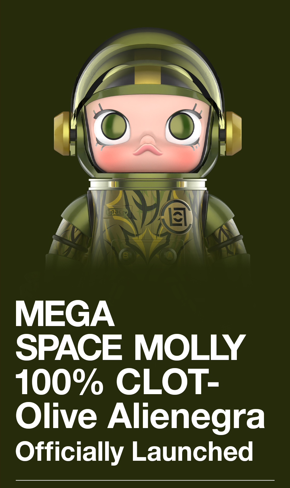 POP MART MEGA SPACE MOLLY 100% CLOT-Olive Alienegra | Shopee