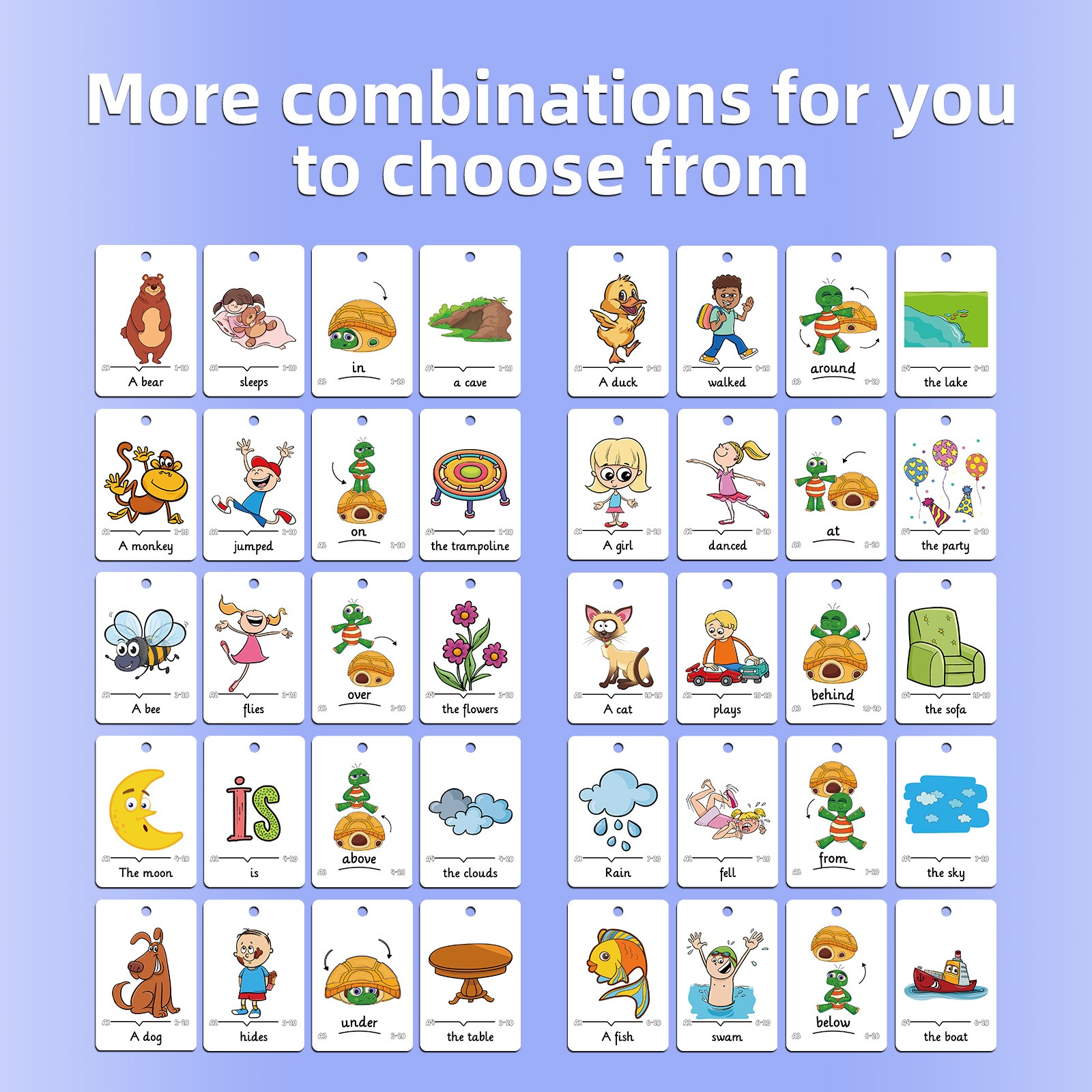 129Pcs Phonics English Flash Card CVC Words Vowel Consonant Desk ...