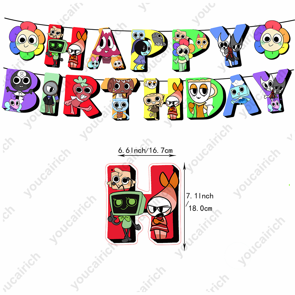 NEW Popular Game Dandy’s World Happy Birthday Banner Balloons Cake ...