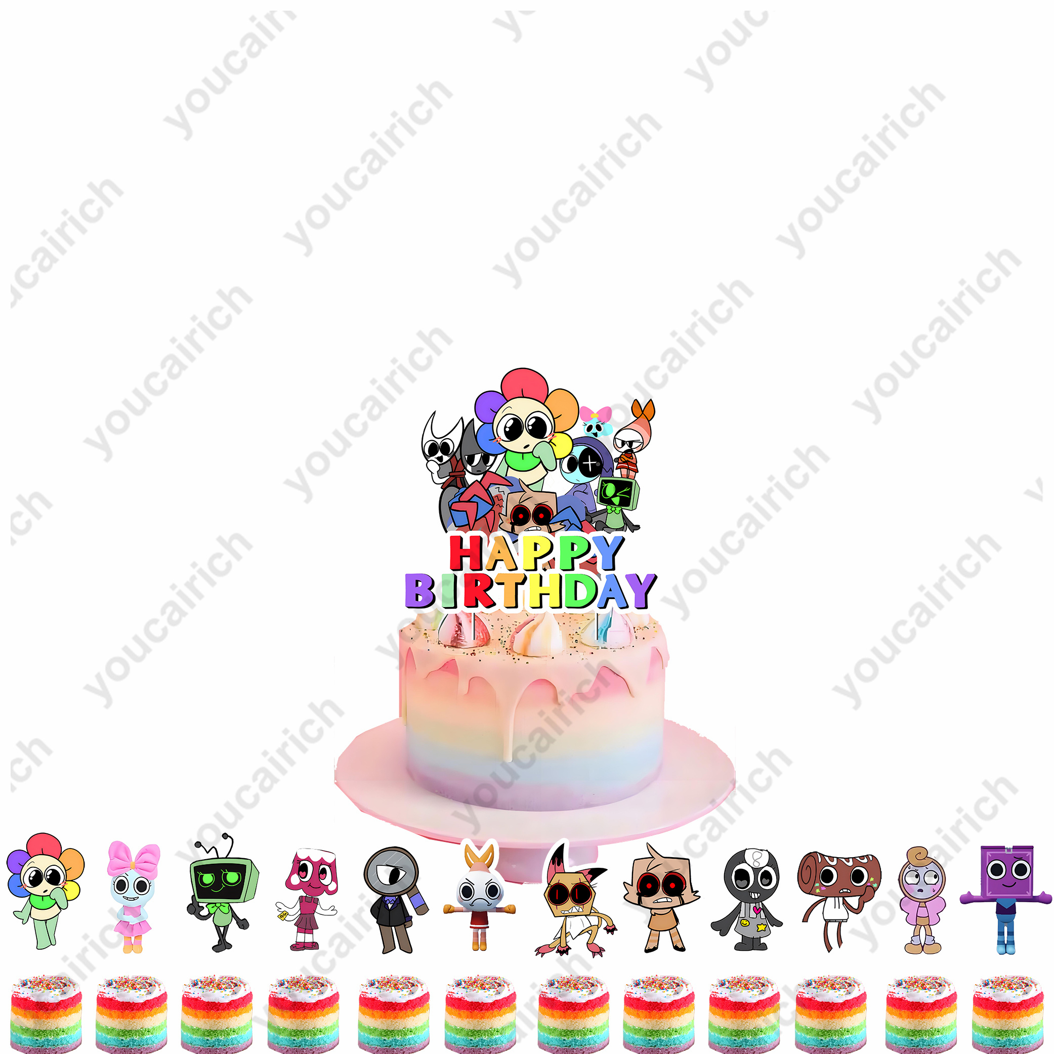 NEW Popular Game Dandy’s World Happy Birthday Banner Balloons Cake ...
