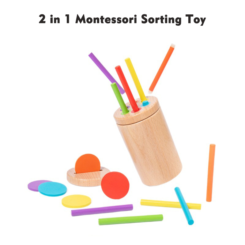 Montessori Wooden Toys Color Sorting Fine Motor Toys Shape Matching ...