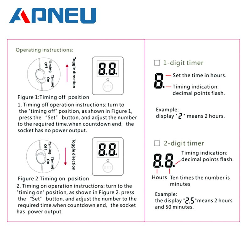 digital Countdown Timer Switch Universal Socket Plug-in Time Electric ...