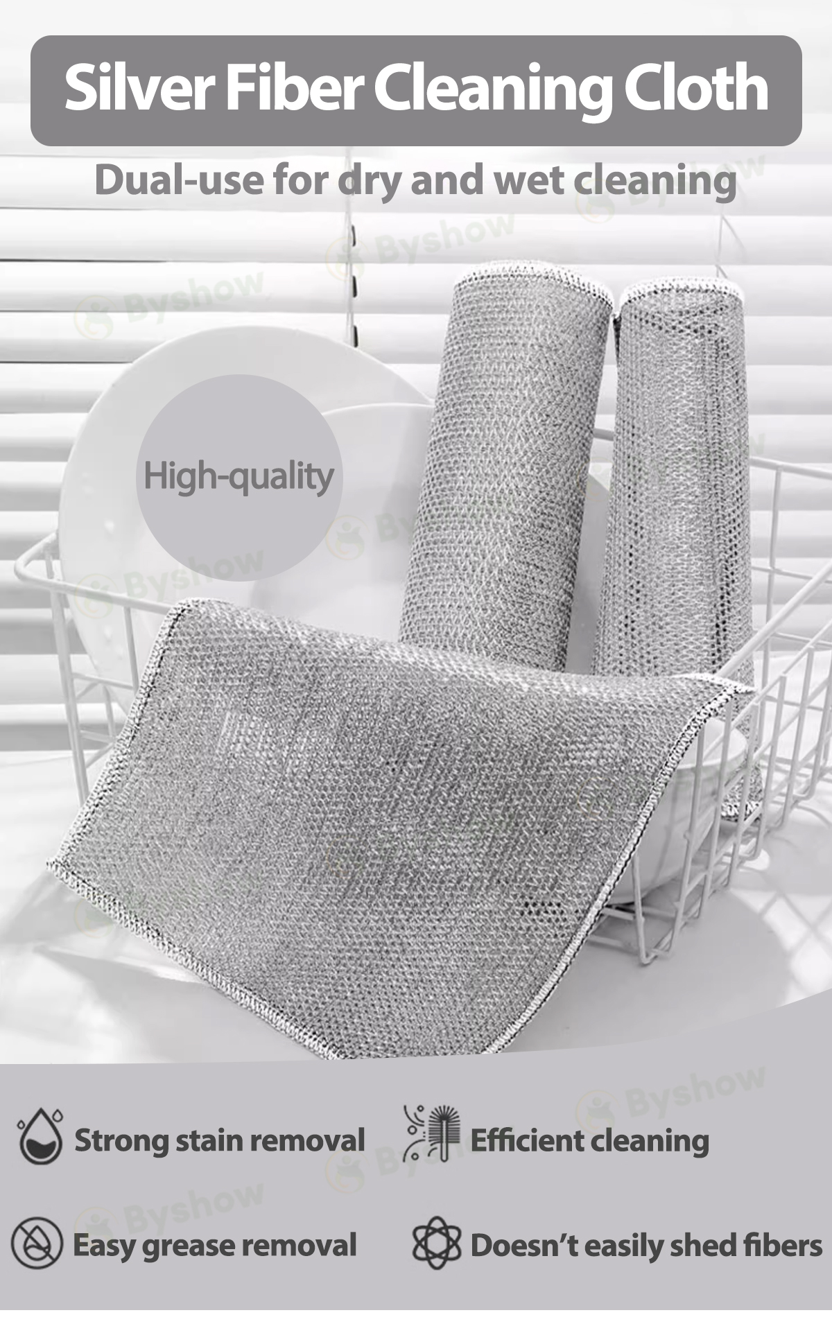 【Byshow】Metal Wire Cleaning Cloth Silver Steel Wire Dish Cloth Pan Rust ...