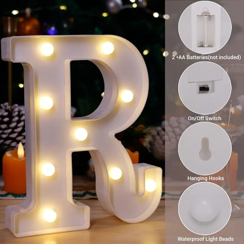 22CM Alphabet Letter LED Lights Luminous Number Lamp Decor Battery ...