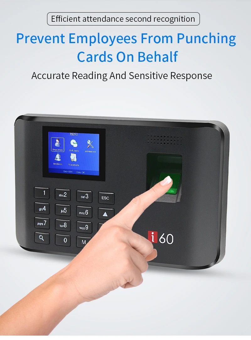 2.4" Screen Biometric Fingerprint Time Attendance System Time Clock USB ...