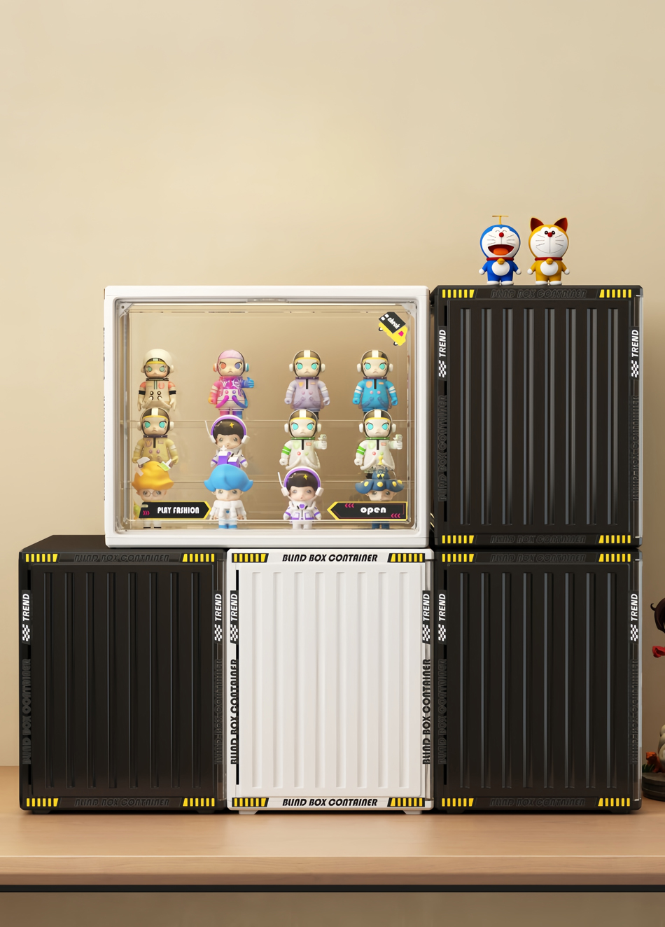 Acrylic PopMart Display Box With Step Multi-Tier Stackable Labubu Doll ...