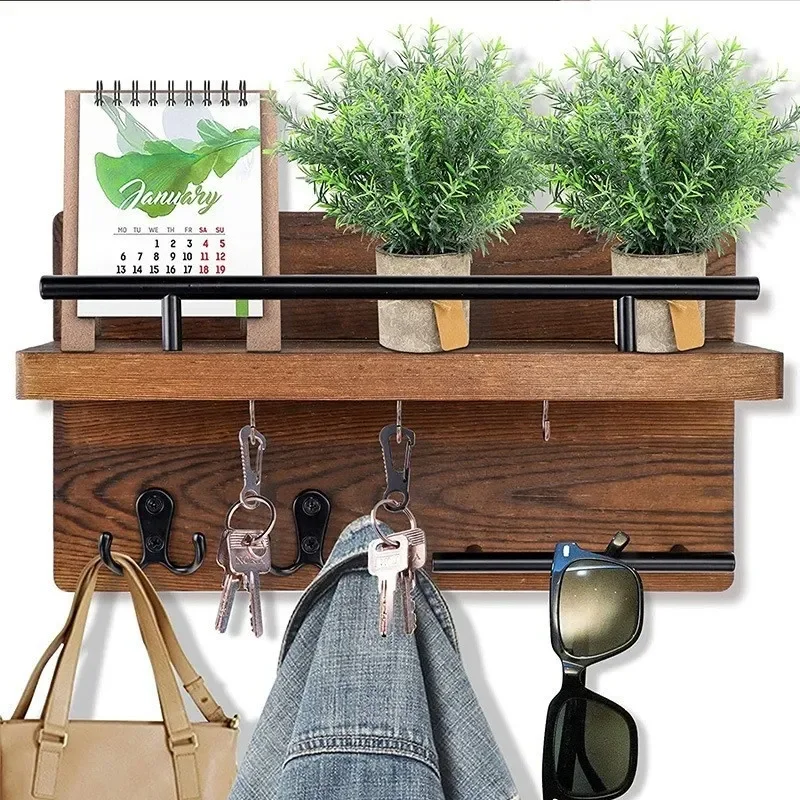 【Malaysia Spot Sale】Living room wooden hanging rack wall-mounted wall ...