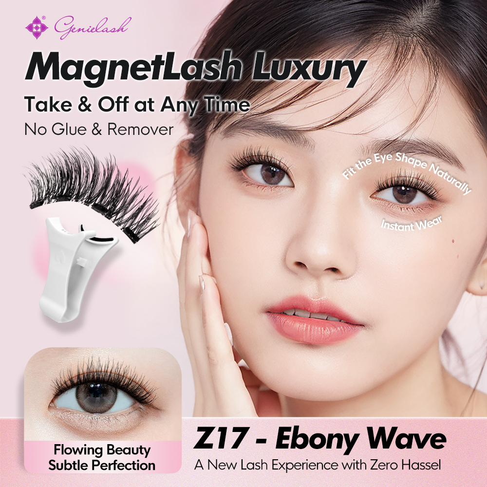 [Ebony Wave] Genielash Magnetic Eyelashes 4 Pieces(1 Pair) With Clip ...