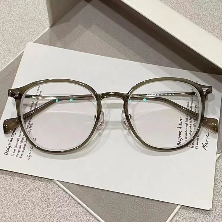 Women's High-End Glasses Stylish Round Frame Anti-Blue Light Glasses ...