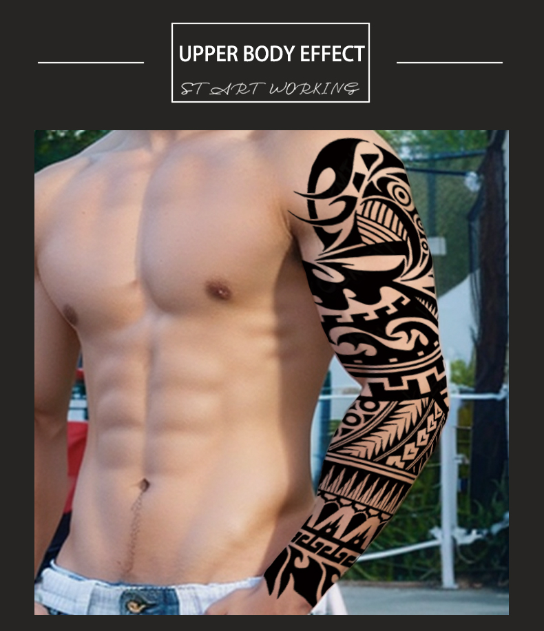 Tribal Arm Sleeve Temporary Tattoos Masculine Waterproof Sticker for ...