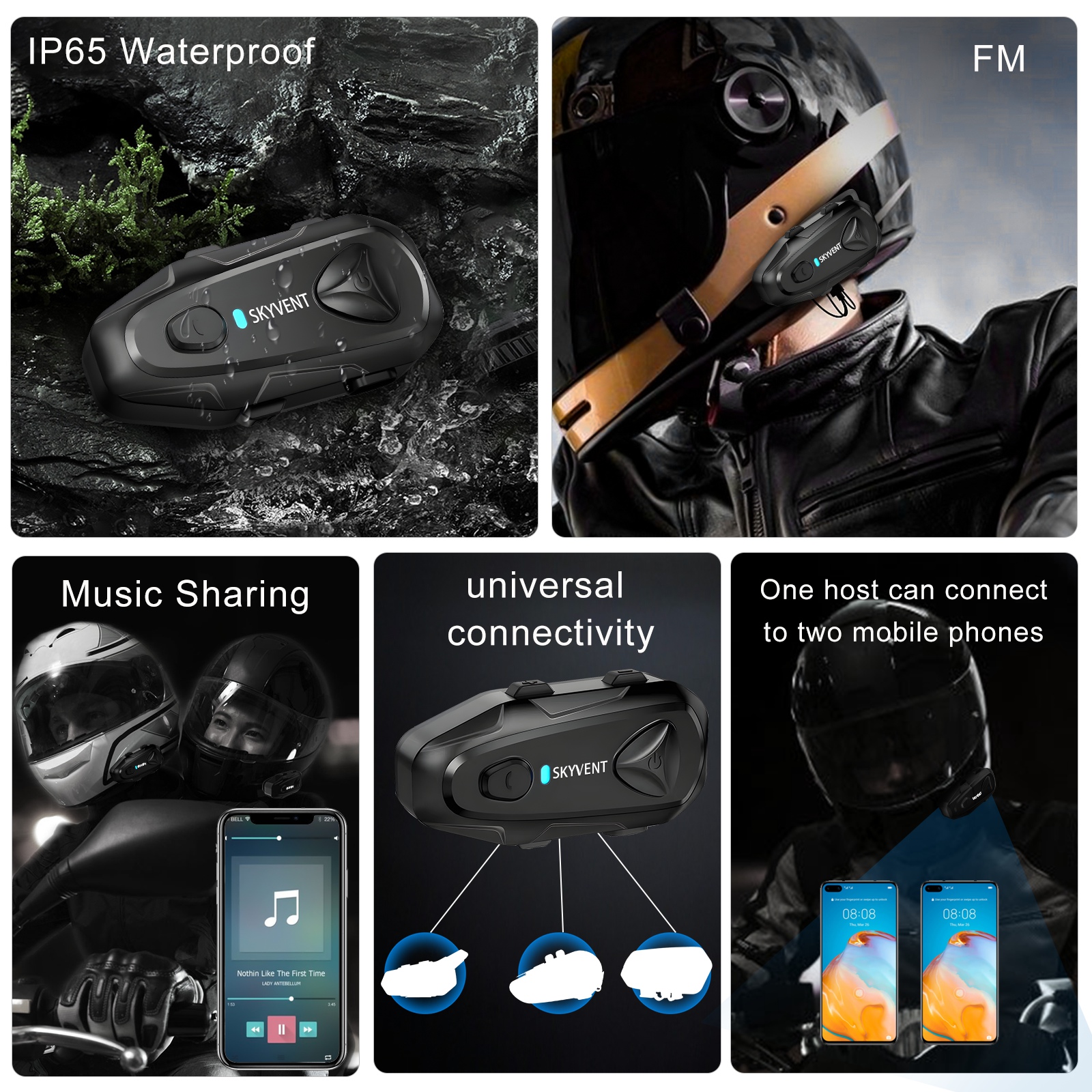 SKYVENT Q4 Motorcycle Bluetooth Communication System - View #10