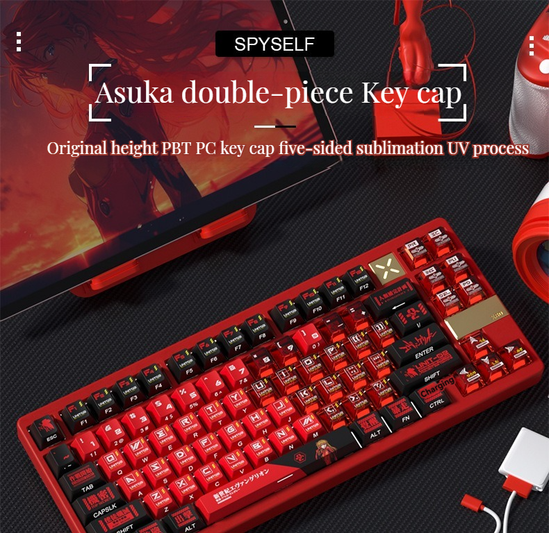 【Fast Shipping】Evangelion Keycaps Custom EVA Unit 02 Asuka Keycaps ...